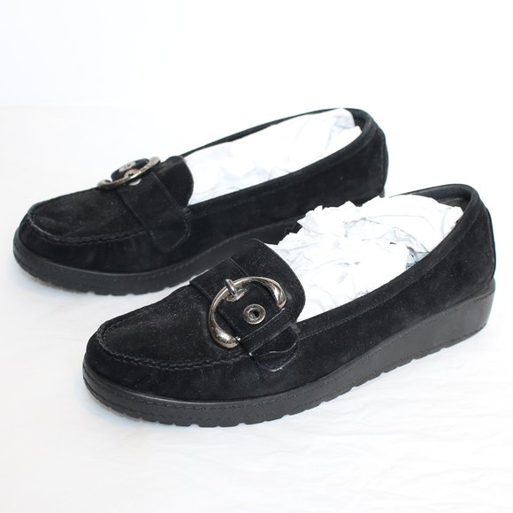 Stuart Weitzman Black Slip-On Loafer Moccasins - Picture 1 of 8